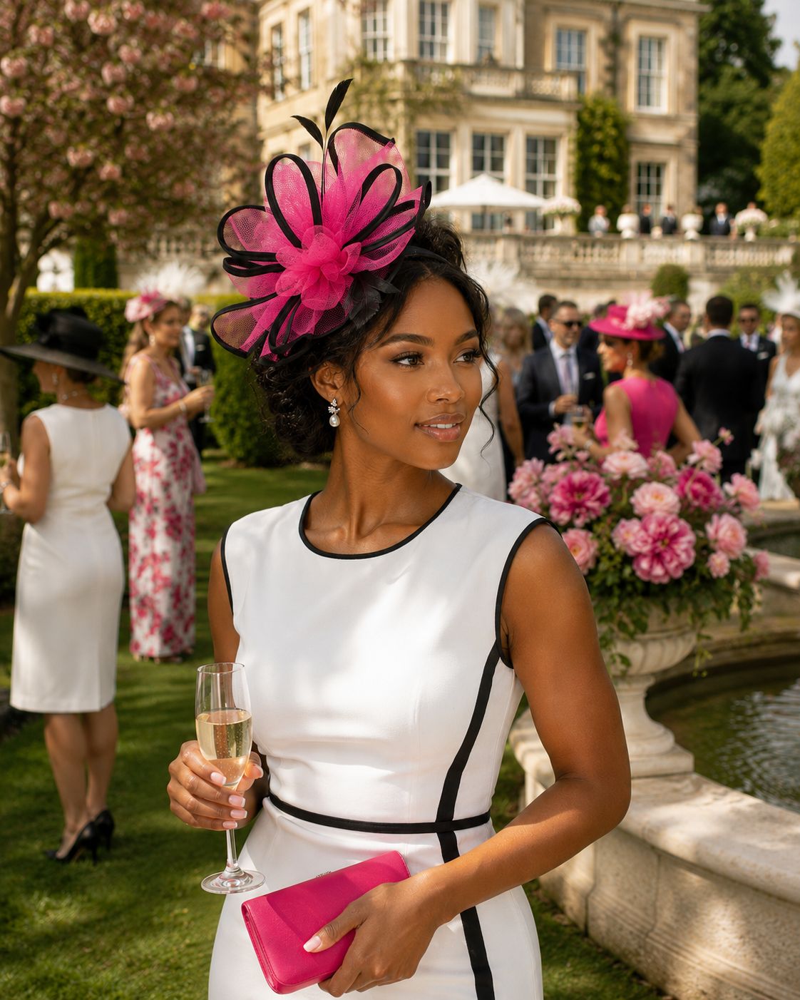 Fuchsia & Black Elegance Fascinator