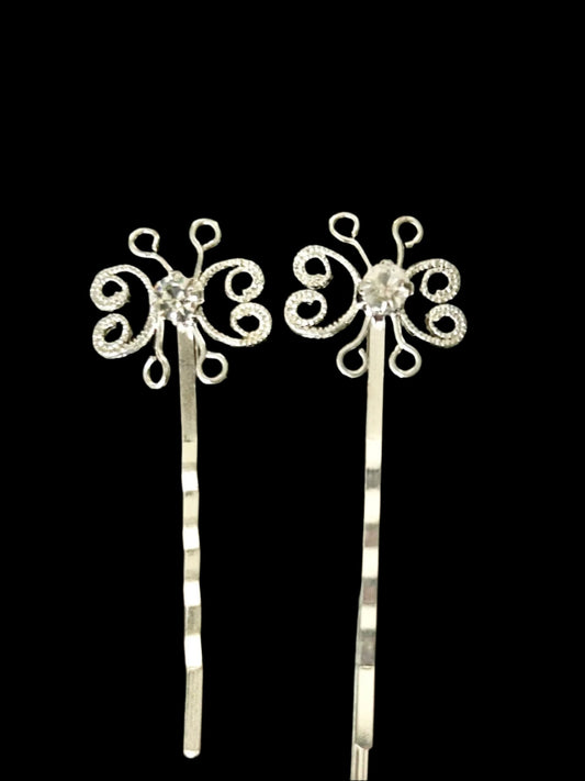 Rhinestone Silver Hair Pins