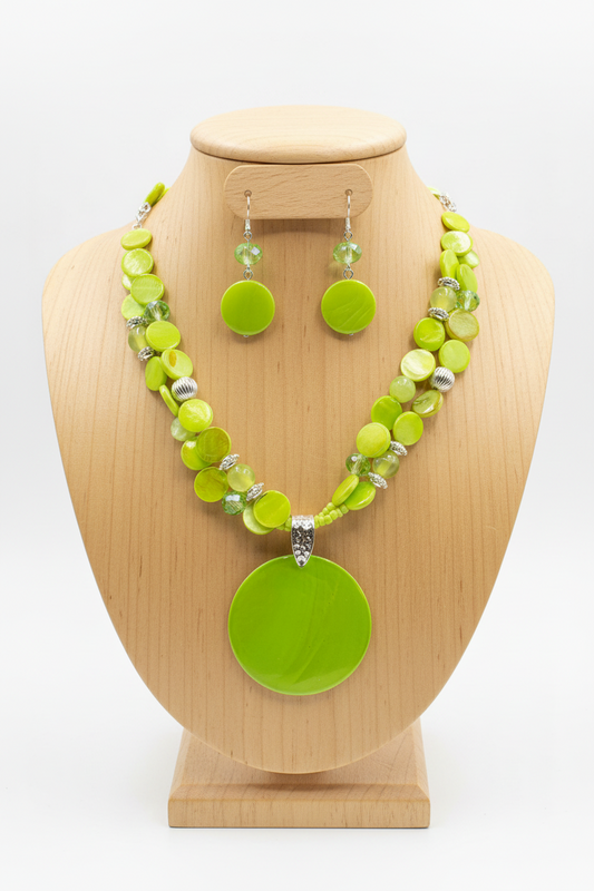 Lime Zest Statement Necklace & Earring Set