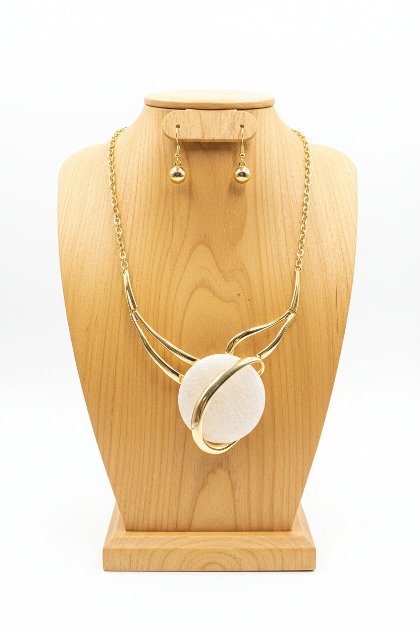 Golden Halo Statement Necklace & Earring Set