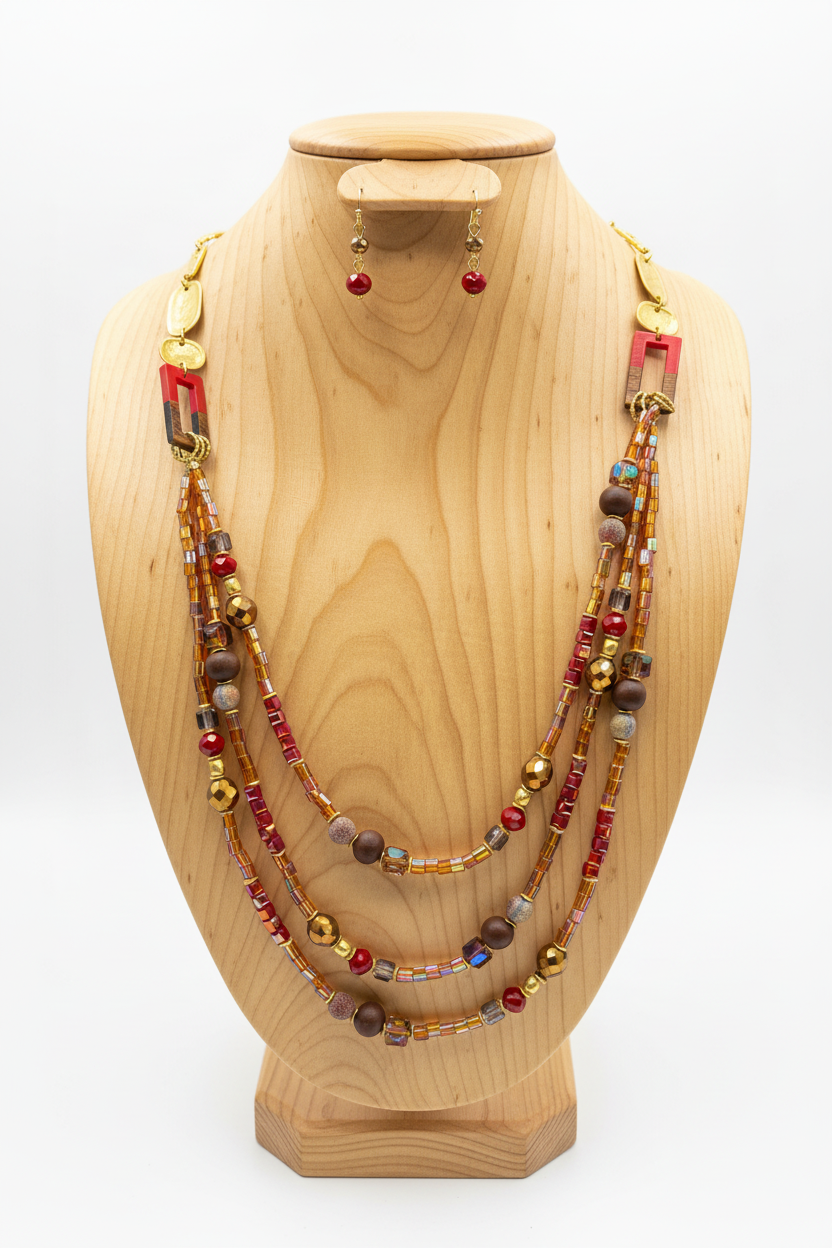 Autumn Ember Layered Necklace & Earring Set