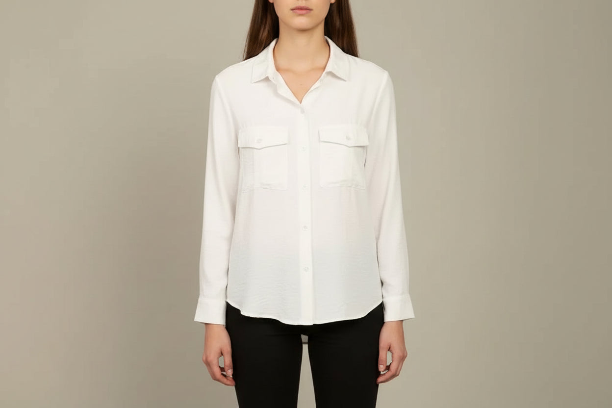 Oversized Air Flow Button Front Top