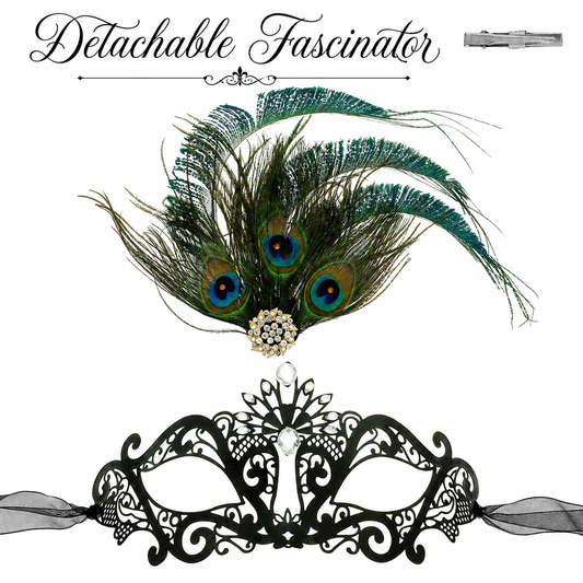 Crystal Masquerade Mask with Detachable Feather Fascinator