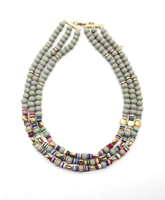 Meish / Wood / Metal Multi Layered Necklace