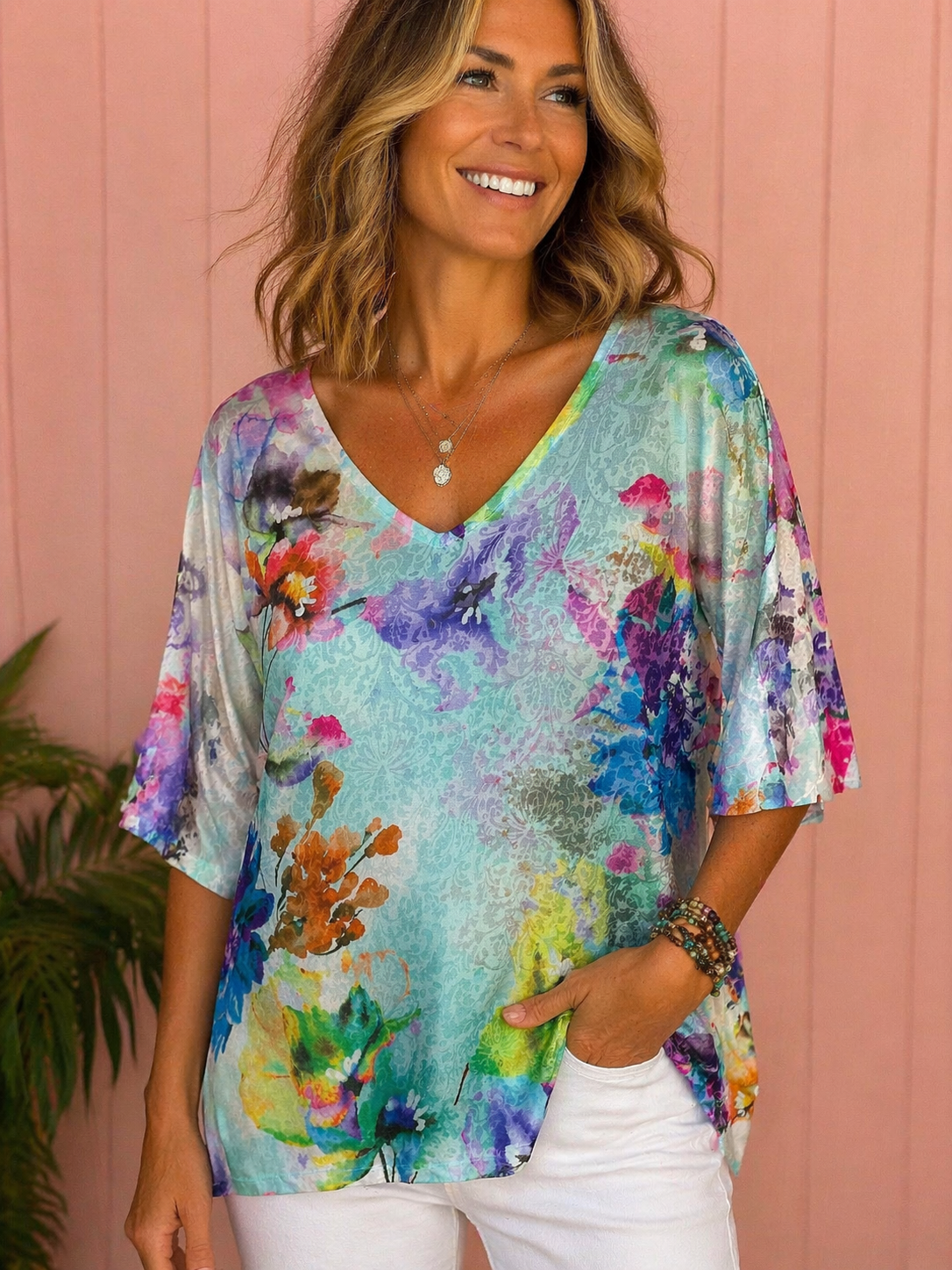 Watercolor Whimsy High-Low Top