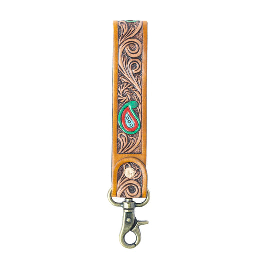 Spirit Stone Handtooled Leather Keyfob