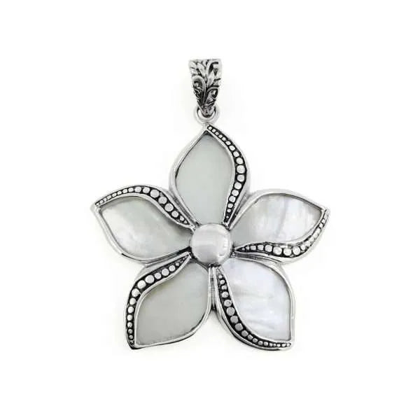 Mother of Pearl Sterling Silver Flower Pendant