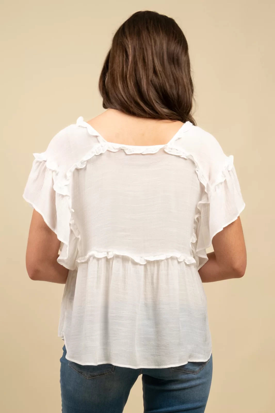 Flutter Sleeve Square Neck Top