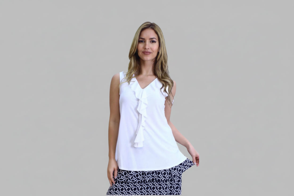 V-neck Ruffle Front Sleeveless Top