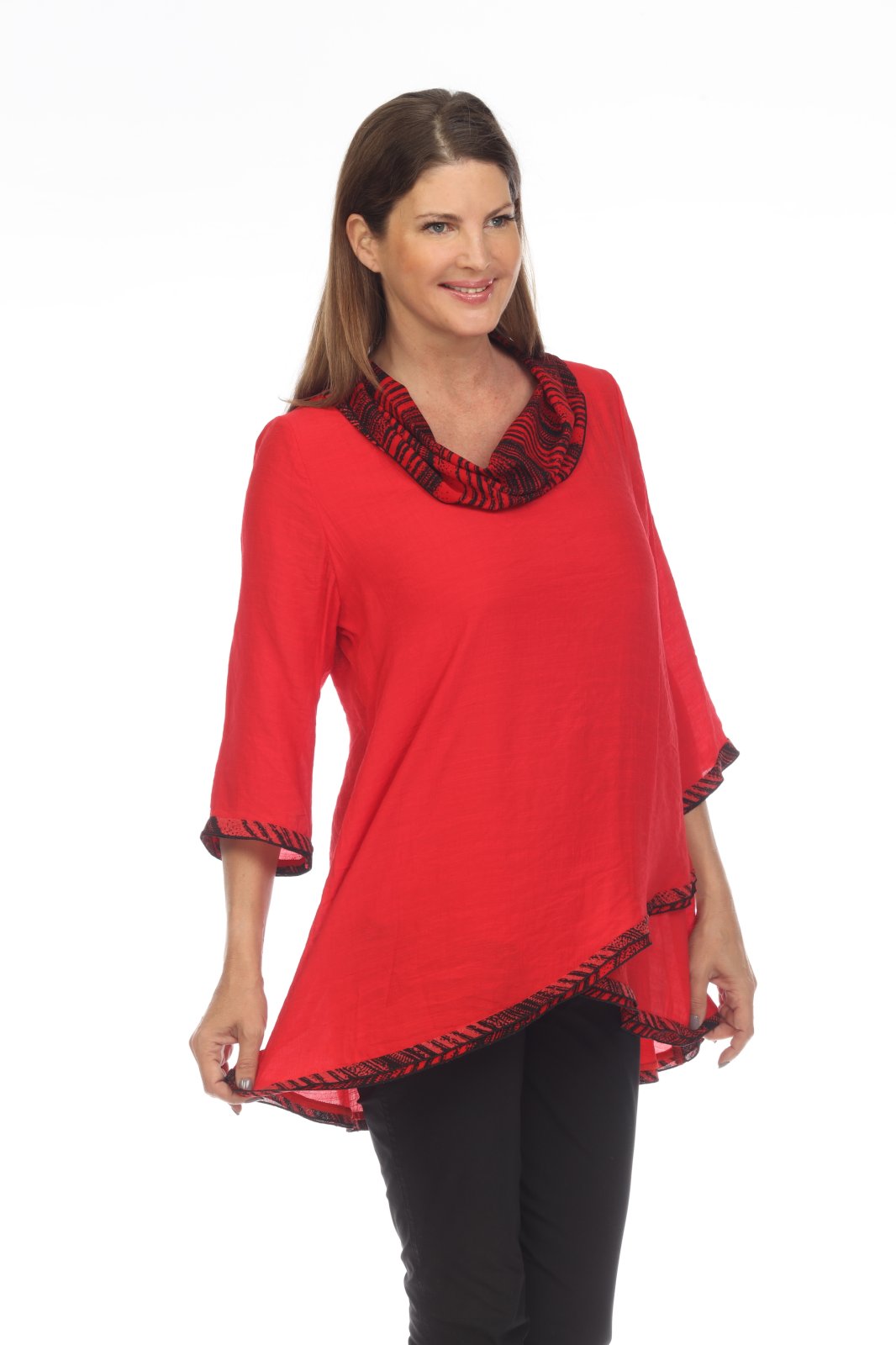 Red Cowl Neck Top