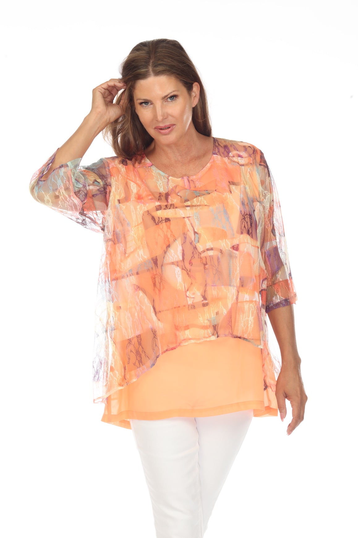 Sheer Overlay Printed Top