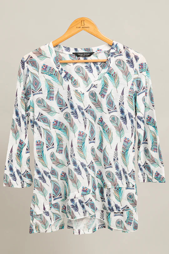 3/4 Sleeve Crossover Hem Tunic