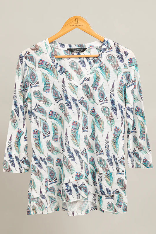 3/4 Sleeve Crossover Hem Tunic