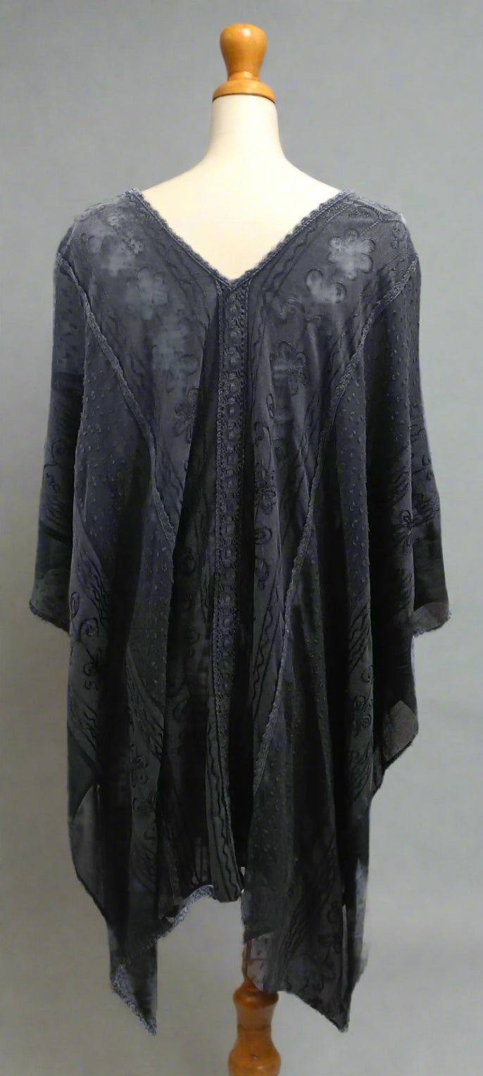 Embroidered w/ Sheer Pannles Poncho