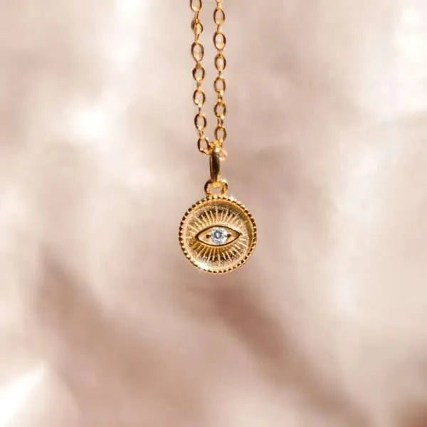 CZ Gold Evil Eye Necklace