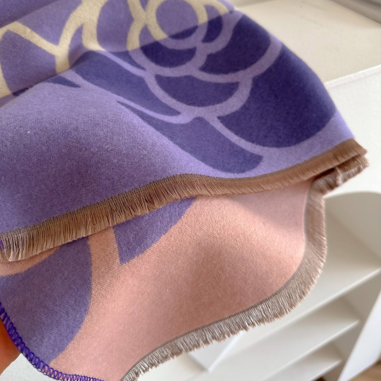 Purple / Ivory Geo Rose Reversible Wrap