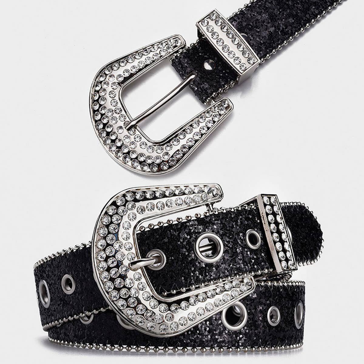 Womans Rhinstone Sequin Hollow Belt