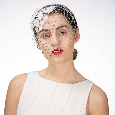 Vintage Rhinestone Veil Flower Headband