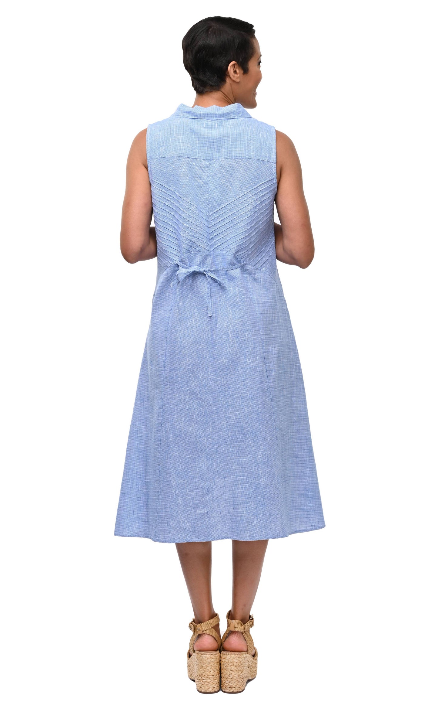 Denise Dress in Blue Mini Check