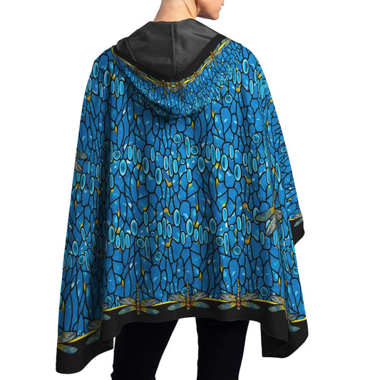 Tiffany Dragonfly (Multi) Reversible Rain Cape – Lightweight Hooded Wrap
