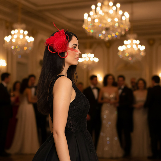 Crystal Rhinestone Masquerade Mask with Detached Fascinator