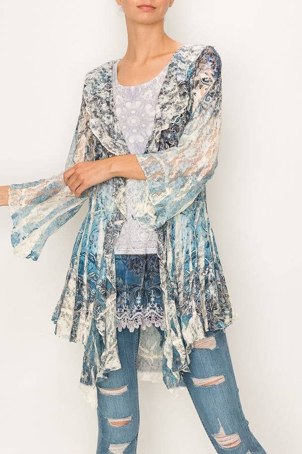 All Lace Cardigan With Ruffles