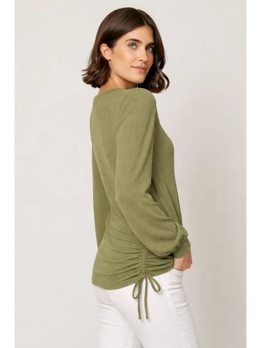 Baby Cable Balloon Sleeve Top w/ Cinching