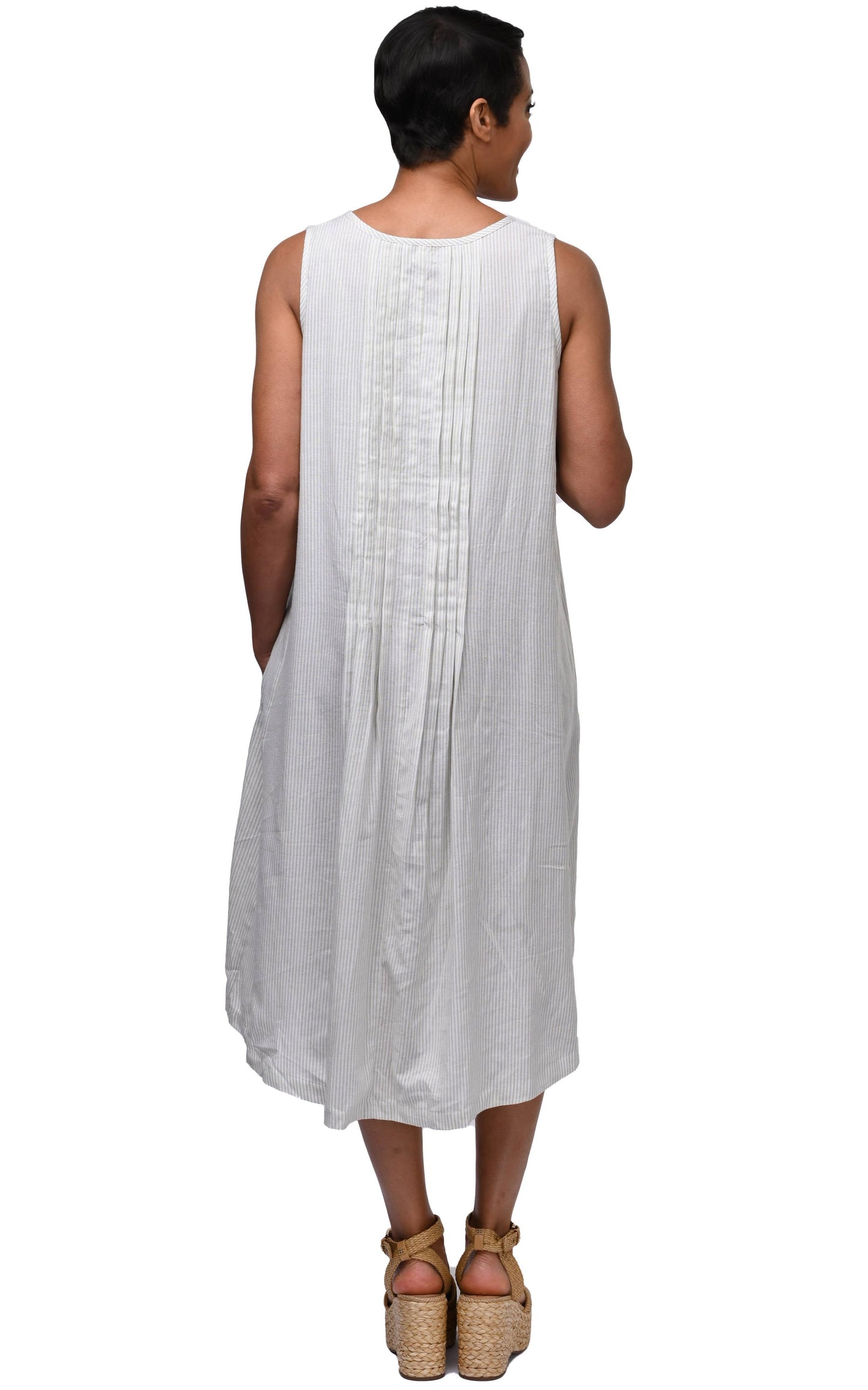 Lennon Dress in Sage Stripe