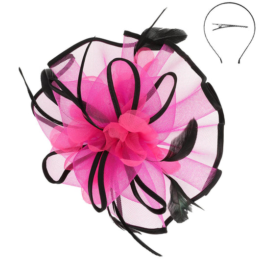 Fuschia & Black Elegance Fascinator