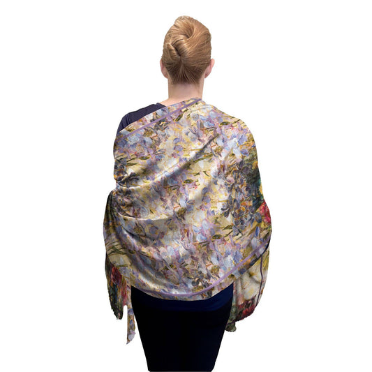 Tiffany Peonies & Iris Silk Blend Shawl – Lightweight Dressy