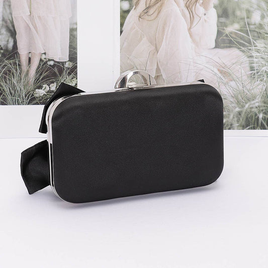 Rhinestone Ribbon Nylon Hard Case Clutch