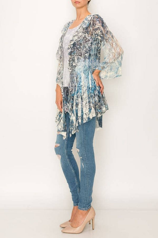 All Lace Cardigan With Ruffles