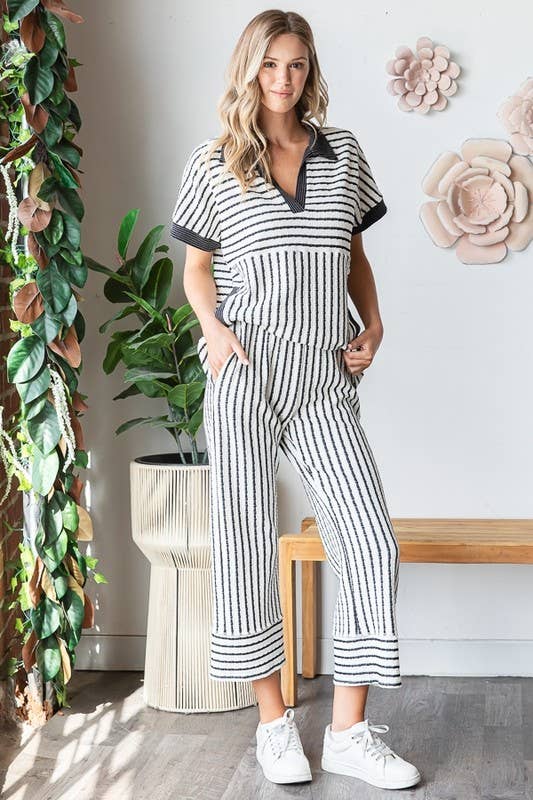 Jacquard Stripe Cropped Pants