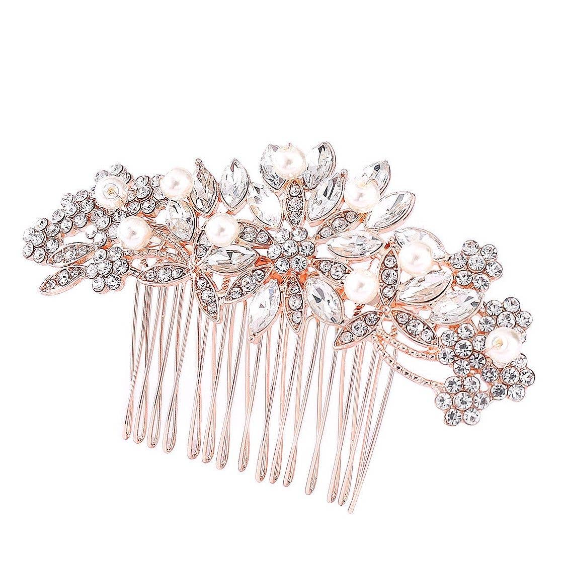 Floral Rhinestone Hair Deco Comb