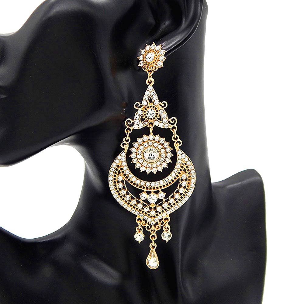 Chunky Rhinestone Chandelier Earrings