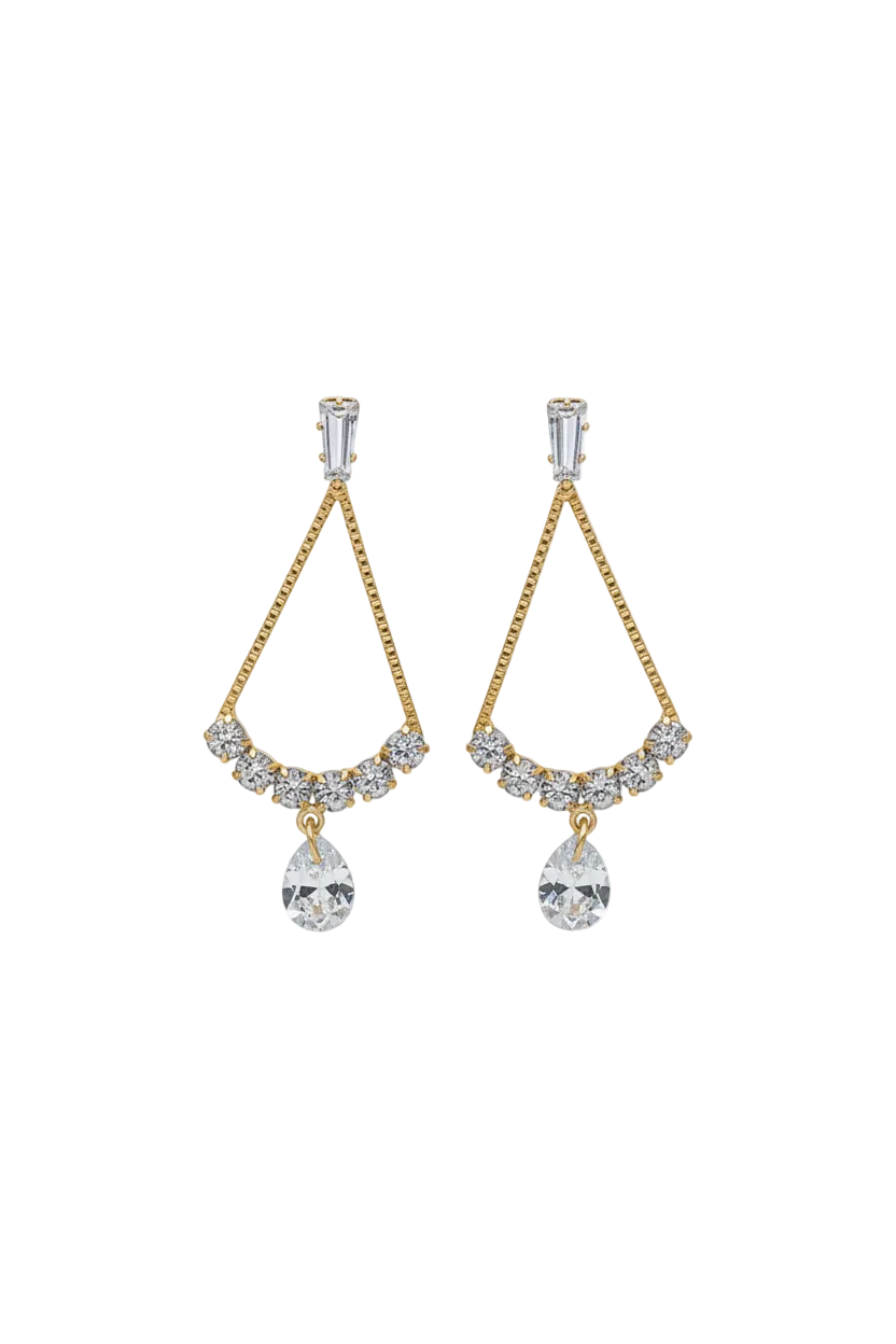 Golden Halo CZ Drop Earrings