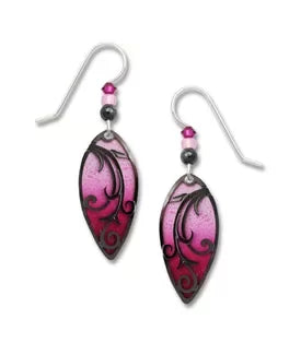 Pink & White Hem Over Pointed Oval Earrings