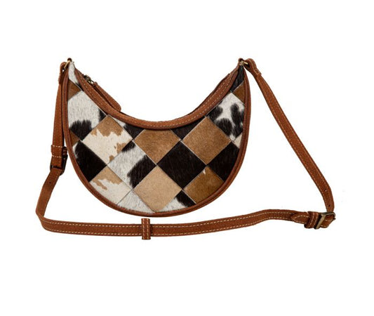 Pecos Rising Weave Pattern Swoop Bottom Leather Hairon Bag