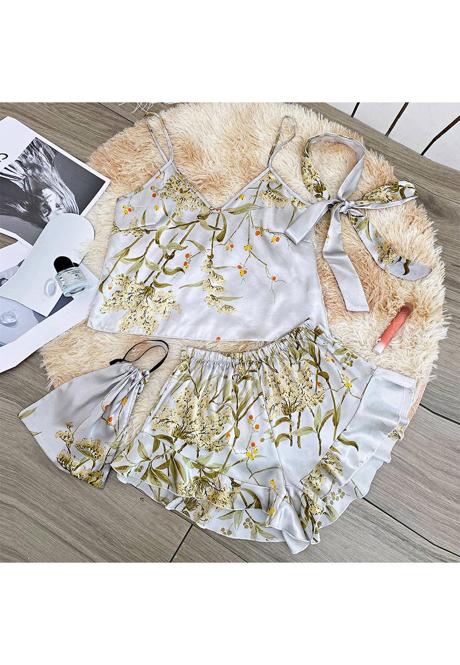 Japanese Floral Print Cami and Shorts Set