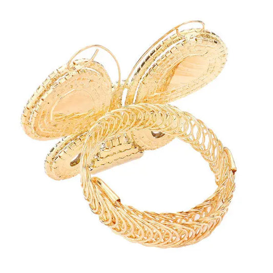 Rhinestone Embellished Butterfly Evening Bracelet