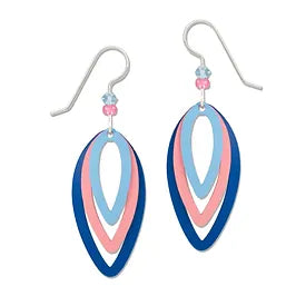 Three Part Drop in Blue & Pink Earrings