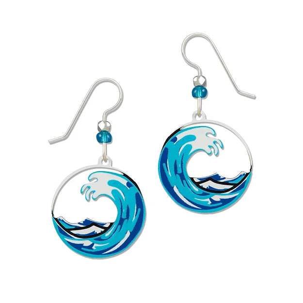 Ocean Wave with Blue Gem Earrings