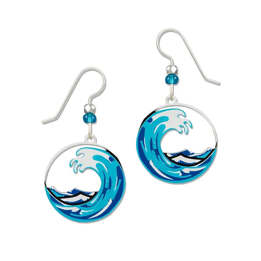 Ocean Wave with Blue Gem Earrings