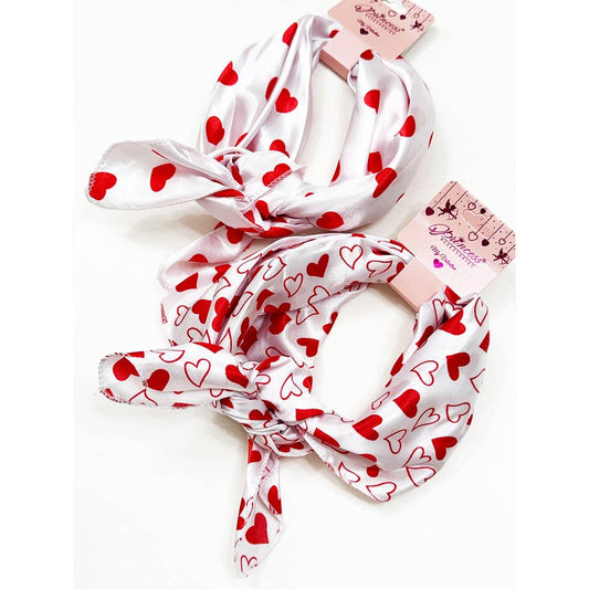 Multiuse Heart Print Satin Scarf