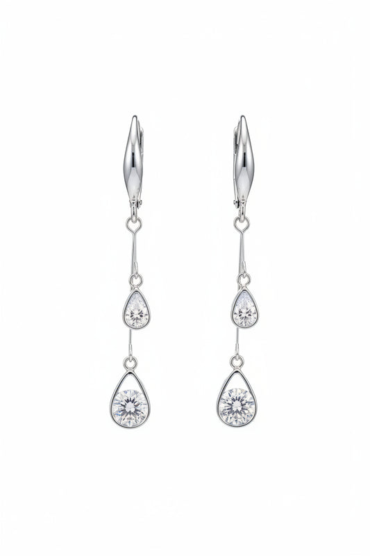 Silver Eclipse CZ Drop Earrings