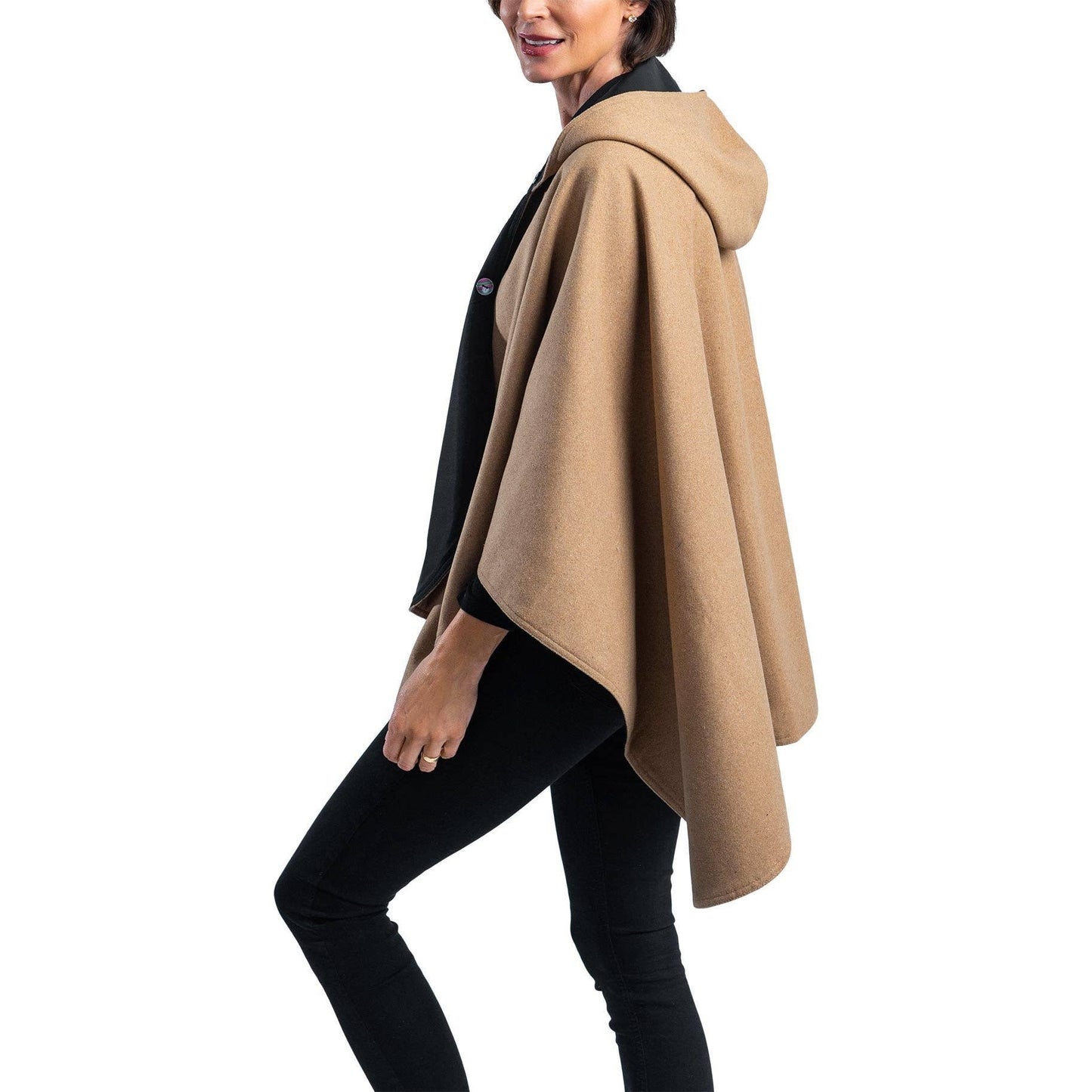 WarmCaper - Warm Camel - Reversible to Black Rainproof Side