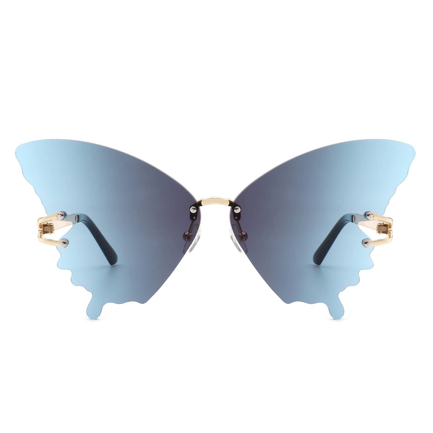 Rimless Oversize Butterfly Tinted Fashion Women Sunglasses