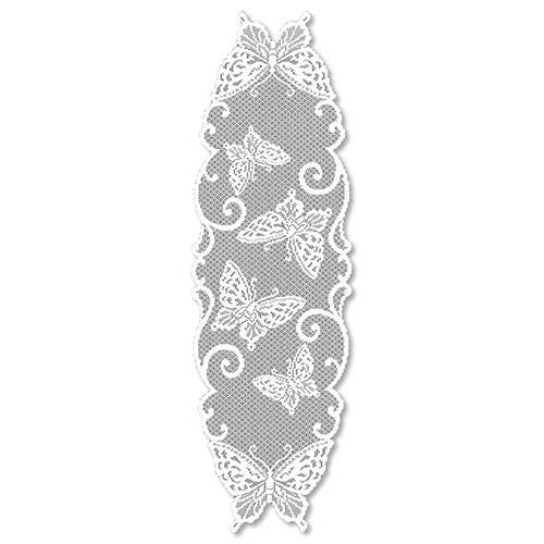 Butterflies 12x54 White Lace Table Runner