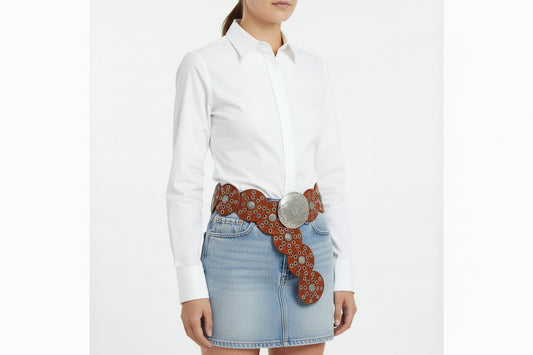 Faux Leather Disc Belt