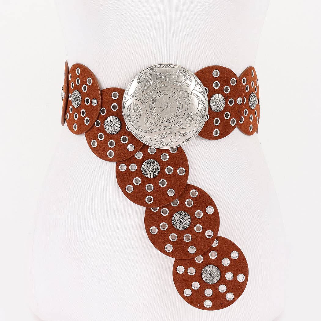 Faux Leather Disc Belt